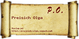 Preisich Olga névjegykártya